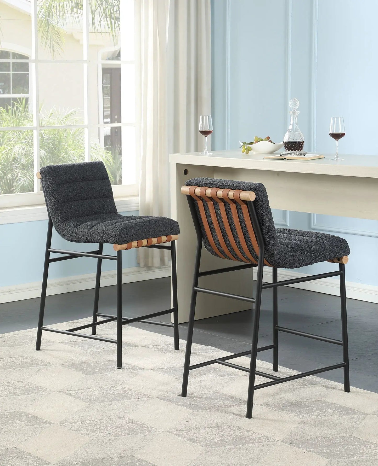 Lahni Boucle Fabric Counter Height Dining Chair