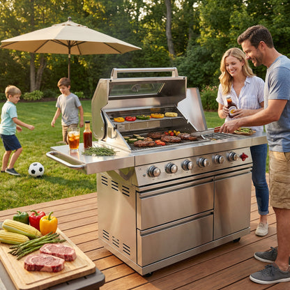 Deluxe 6 Burner Stainless Steel Outdoor Grill