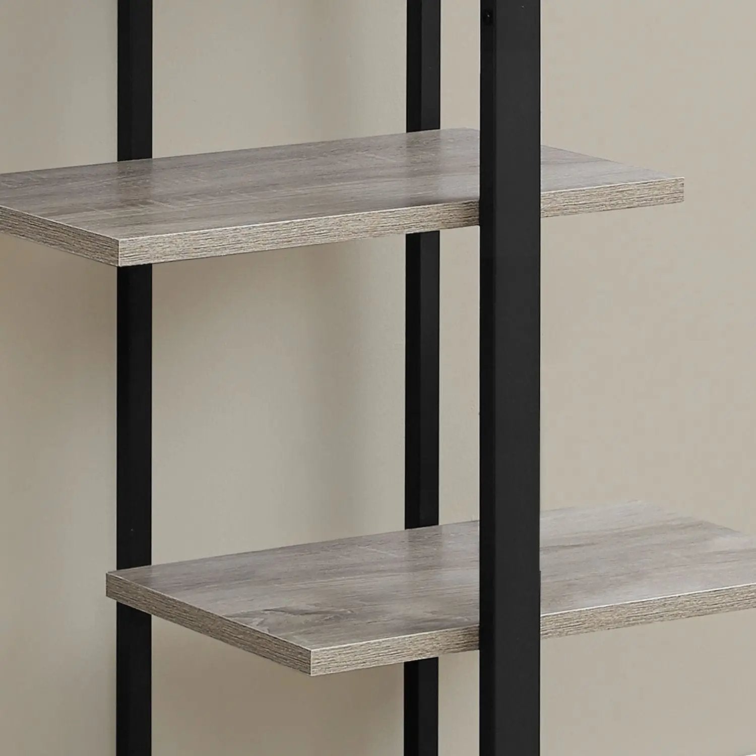 Five-tier etagere with gray wood shelves and black metal frame by Unique Piece Furniture on Tampa Home & Garden Store