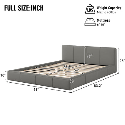 Stylish Upholstered Bed with Birch Wood Frame by HouseOfZazla, gray fabric, full-size bed on Tampa Home & Garden Store