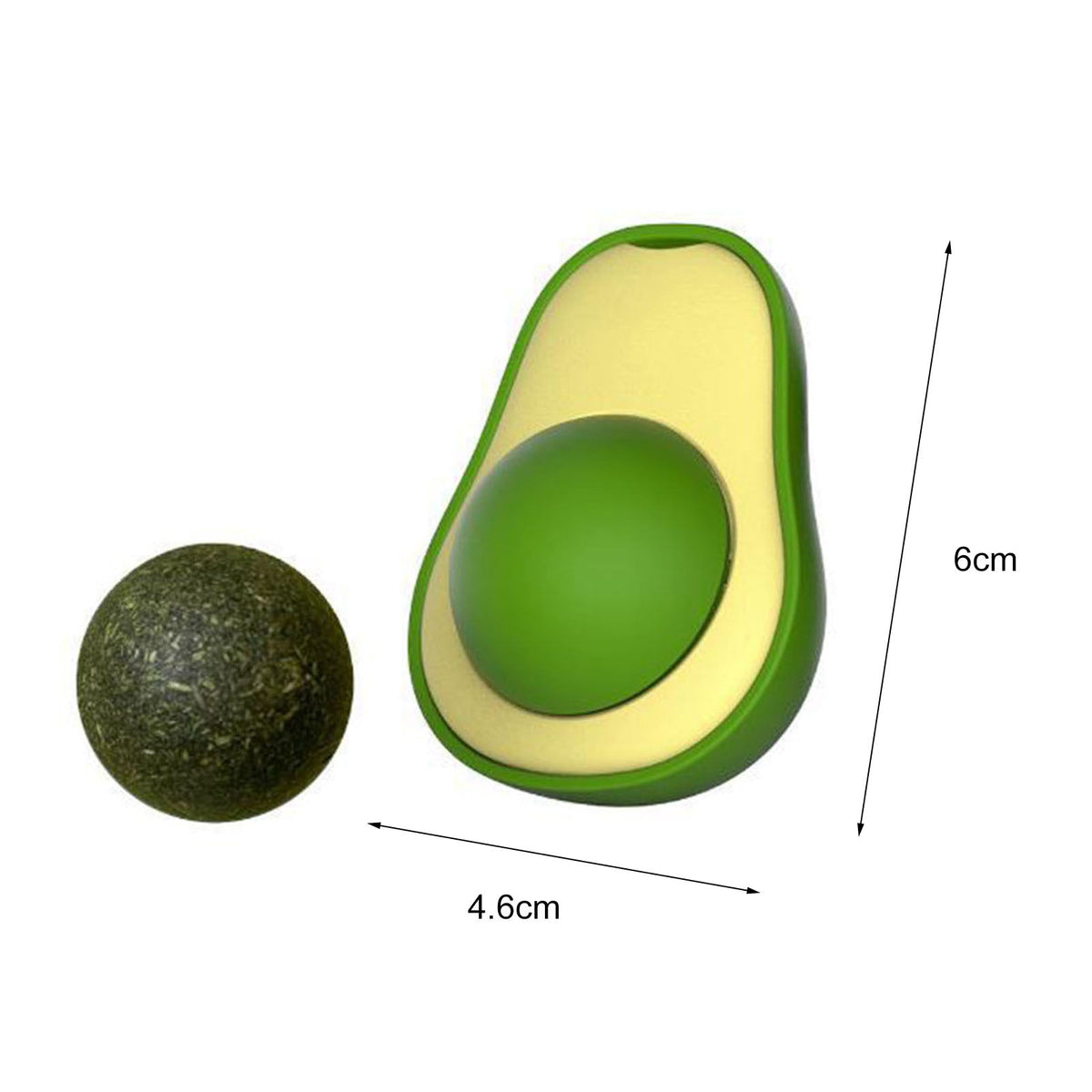 Avocado catnip toy and ball set, green outer shell with mint interior, 2-piece on Tampa Home & Garden Store
