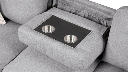Pinto Modern Style Sectional Sofa by HouseOfZazla with dark wood tray and 2 cup holders on Tampa Home & Garden Store