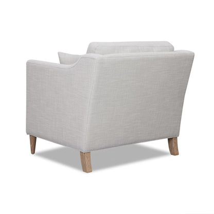 HouseOfZazla beige arm chair with high track arms and solid wood legs on Tampa Home & Garden Store