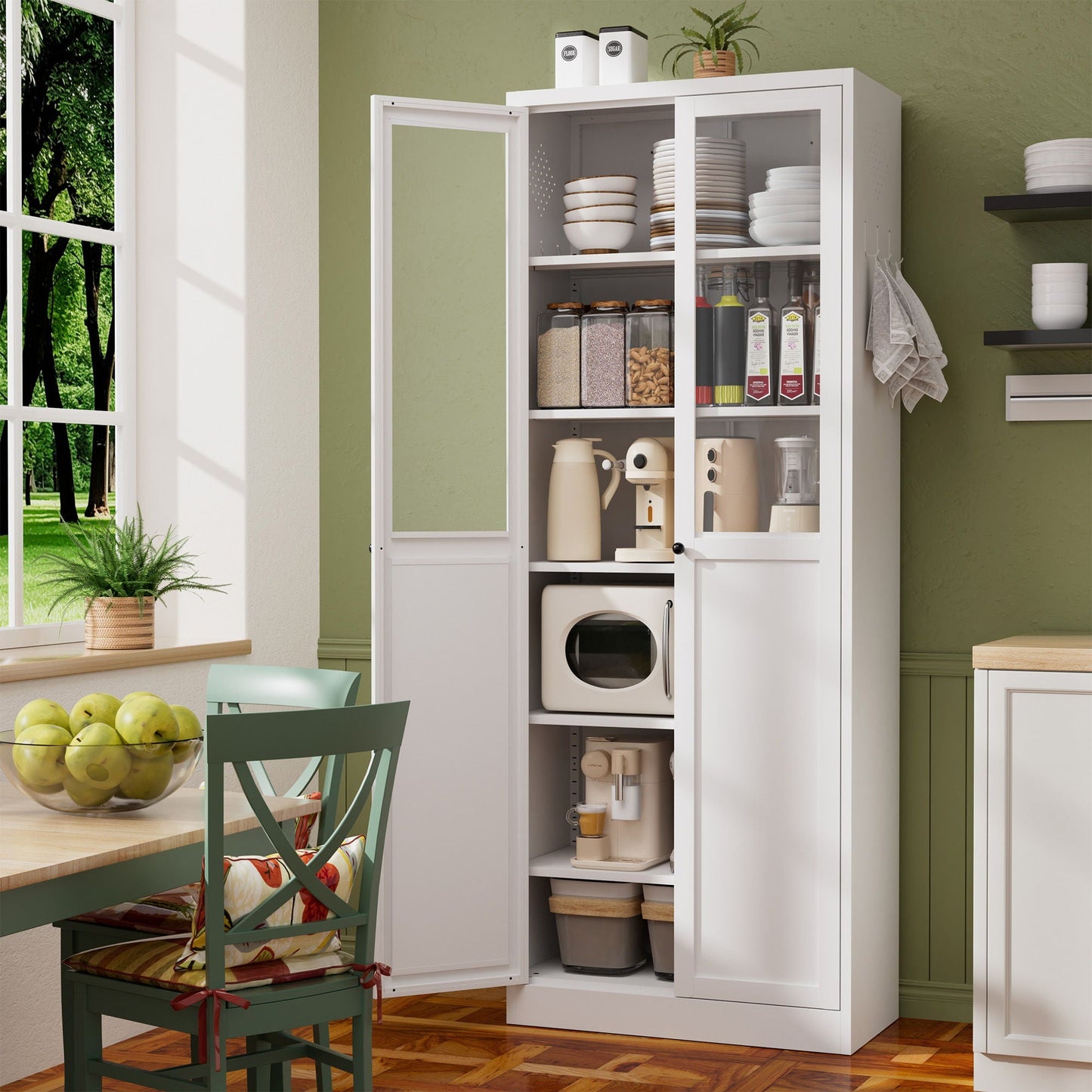 Tall Metal Pantry Cabinet and Adjustable Shelves