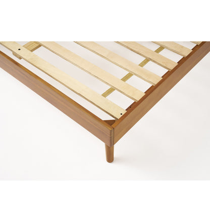 Mid-Century wood platform bed by HouseOfZazla with light brown finish and heavy-duty slat support on Tampa Home & Garden Store