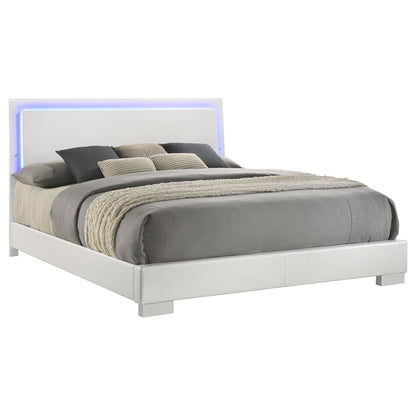 Strick & Bolton high gloss panel bed with LED lights, white platform bed by HouseOfZazla on Tampa Home & Garden Store