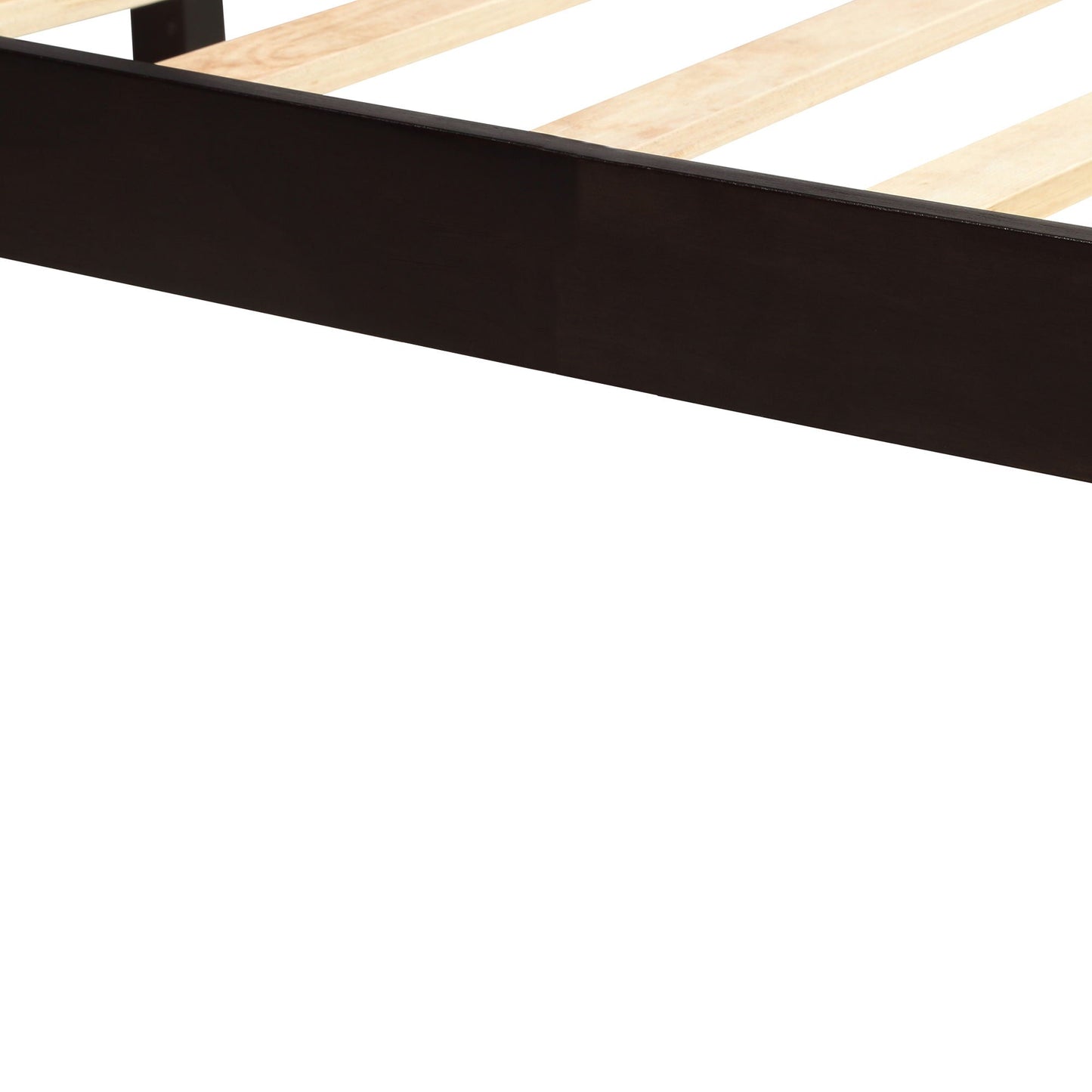 Strong Espresso Wood Platform Bed and Headboard