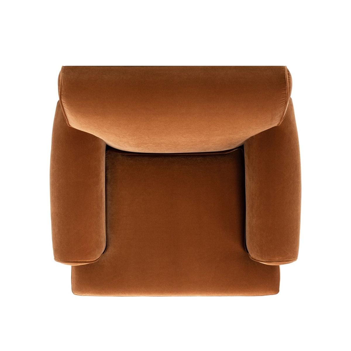 Accent Arm Chair caramel brown velvet upholstery with curved armrests on Tampa Home & Garden Store
