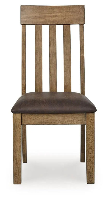 Urbinforte dining upholstered side chair set of 2 in light brown wood with brown seat on Tampa Home & Garden Store