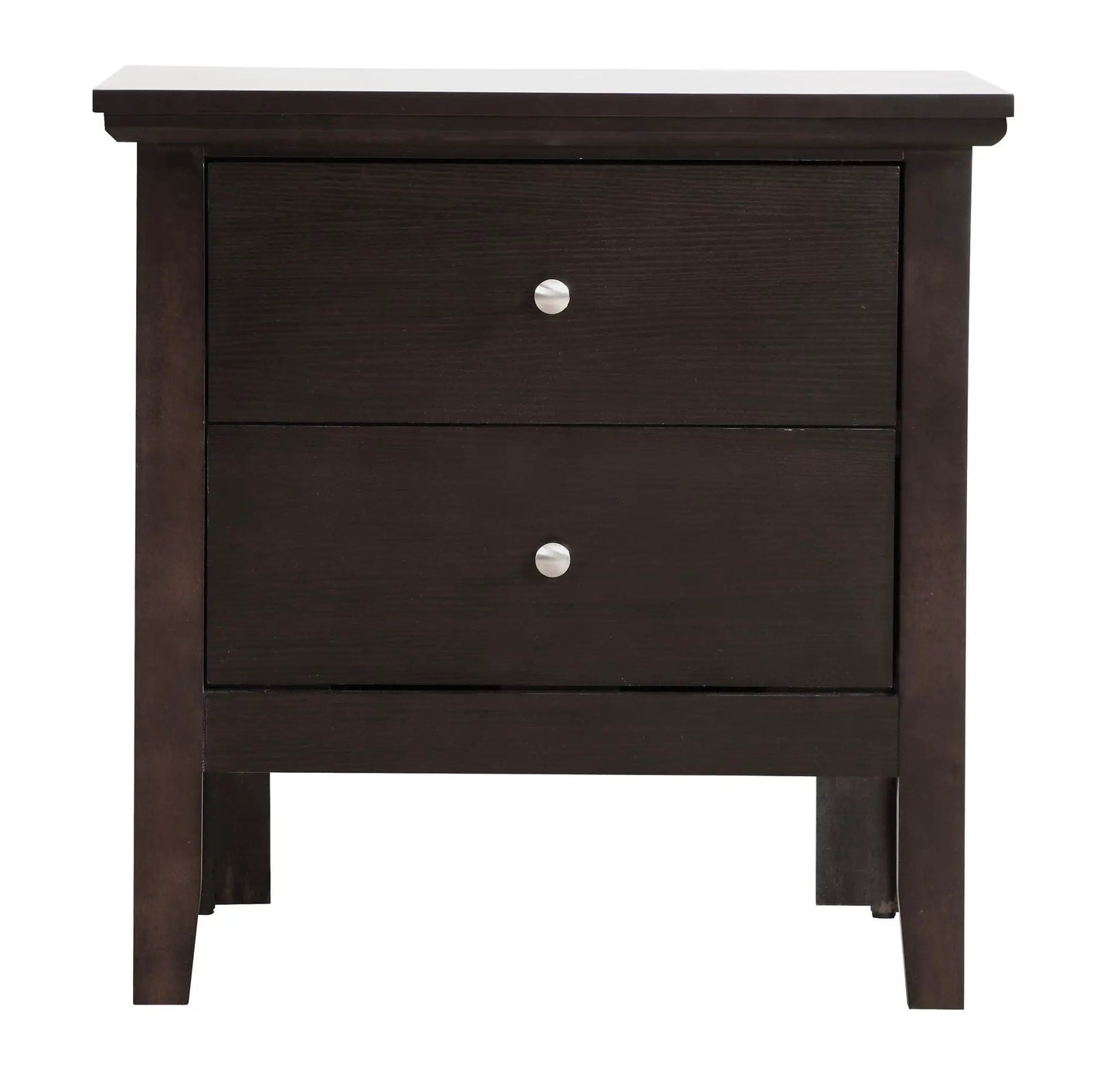 English Dovetailed Drawers Nightstand dark espresso finish with silver knob pulls on Tampa Home & Garden Store