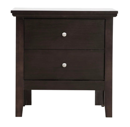 English Dovetailed Drawers Nightstand dark espresso finish with silver knob pulls on Tampa Home & Garden Store