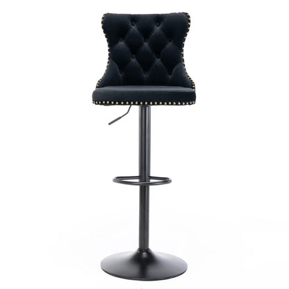 Swivel Bar Stools Adjustable Height Tufted Back
