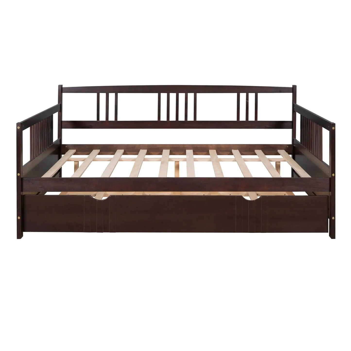 Multifunctional Modern Daybed in dark espresso wood with built-in storage drawer on Tampa Home & Garden Store