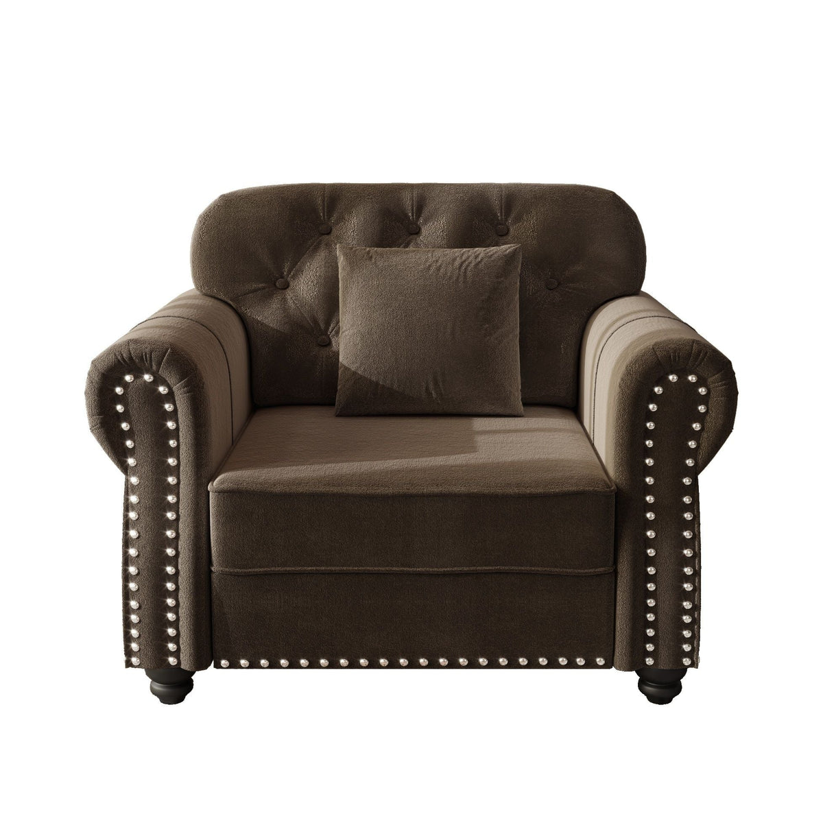 Sofa with nailhead trim and rolled armrests