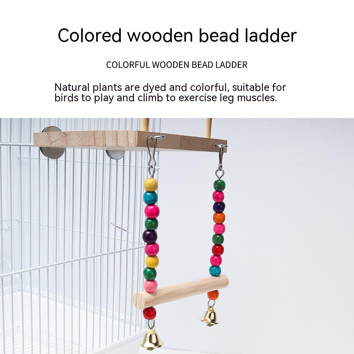 Crane Ring Climbing Ladder Cage colorful wooden bead ladder with two bead strings and bells on Tampa Home & Garden Store