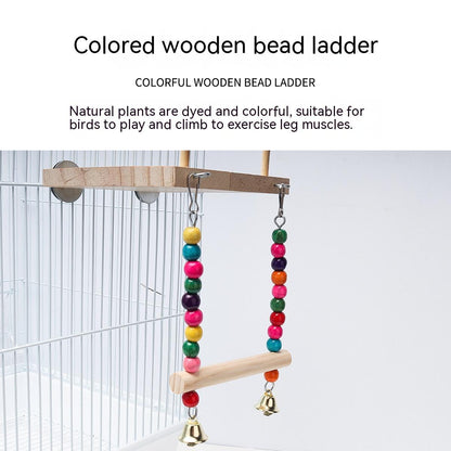 Crane Ring Climbing Ladder Cage colorful wooden bead ladder with two bead strings and bells on Tampa Home & Garden Store