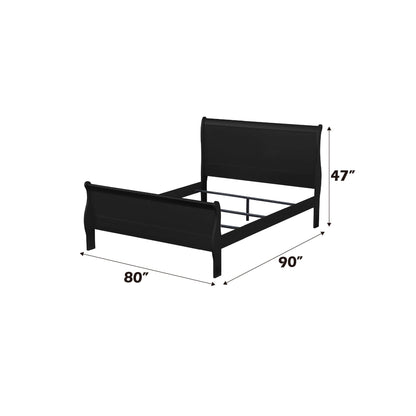 Louis Philippe Sleigh Style Bed by HouseOfZazla, black metal bed frame on Tampa Home & Garden Store