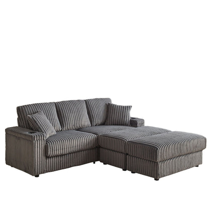3 Seater Sofa With 2 Ottomans and Storage