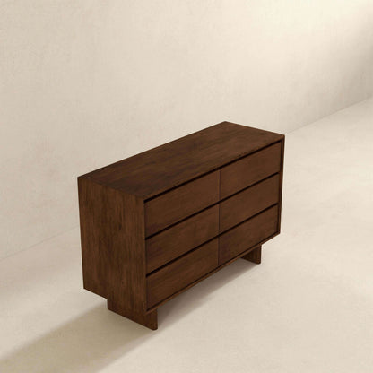 Brown mid-century dresser with 6 drawers in solid wood on Tampa Home & Garden Store