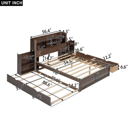 Storage Platform Bed With Shelves and Drawers