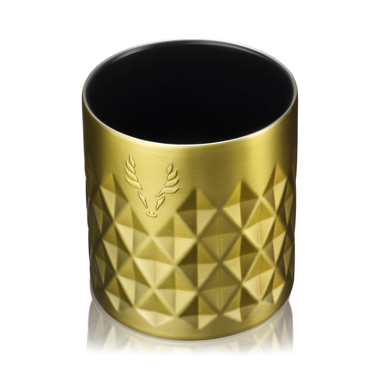 Gold Steel Double Wall Rocks Tumbler and Ceramic