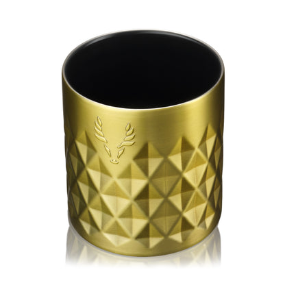 Gold Steel Double Wall Rocks Tumbler and Ceramic