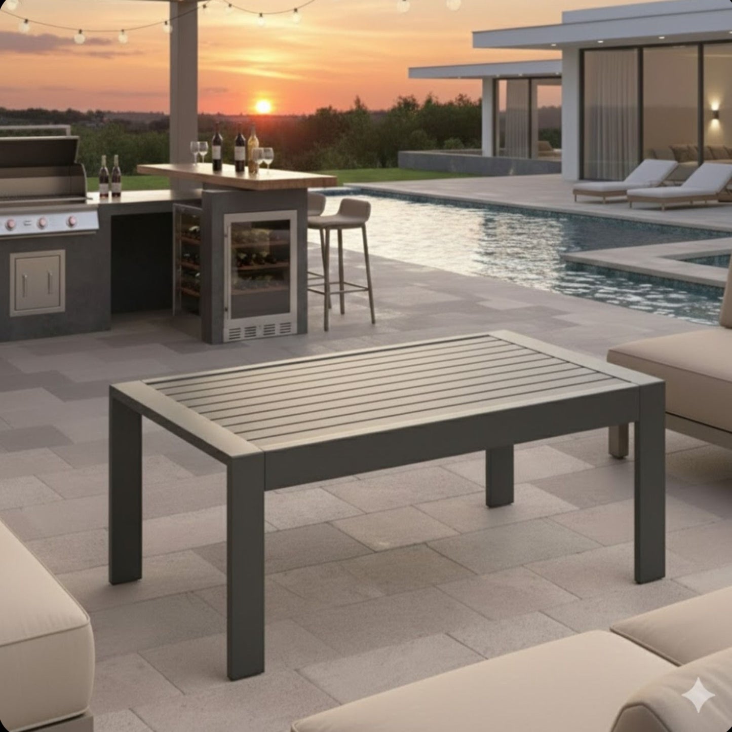 All Weather Outdoor Coffee Table and Wood Top