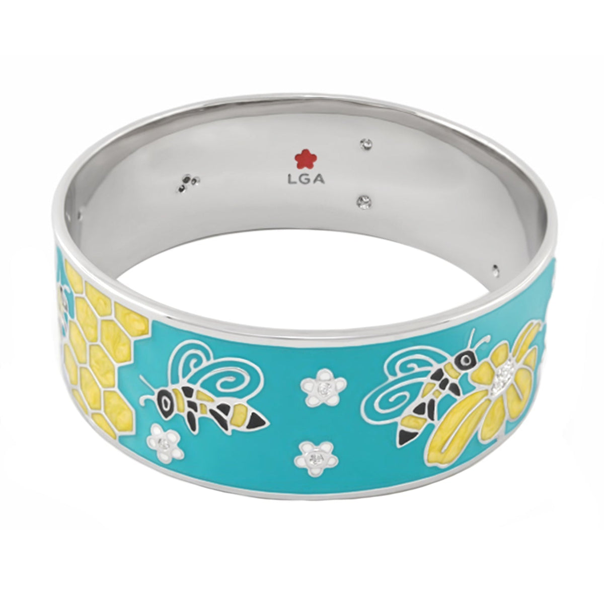 Animal Paradise Bangle turquoise honeybee bracelet by Lauren G Adams with bees on Tampa Home & Garden Store