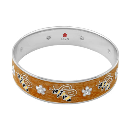 Animal Paradise Bangle Bee & Blossom by Lauren G Adams orange enamel with bees and blossoms on Tampa Home & Garden Store