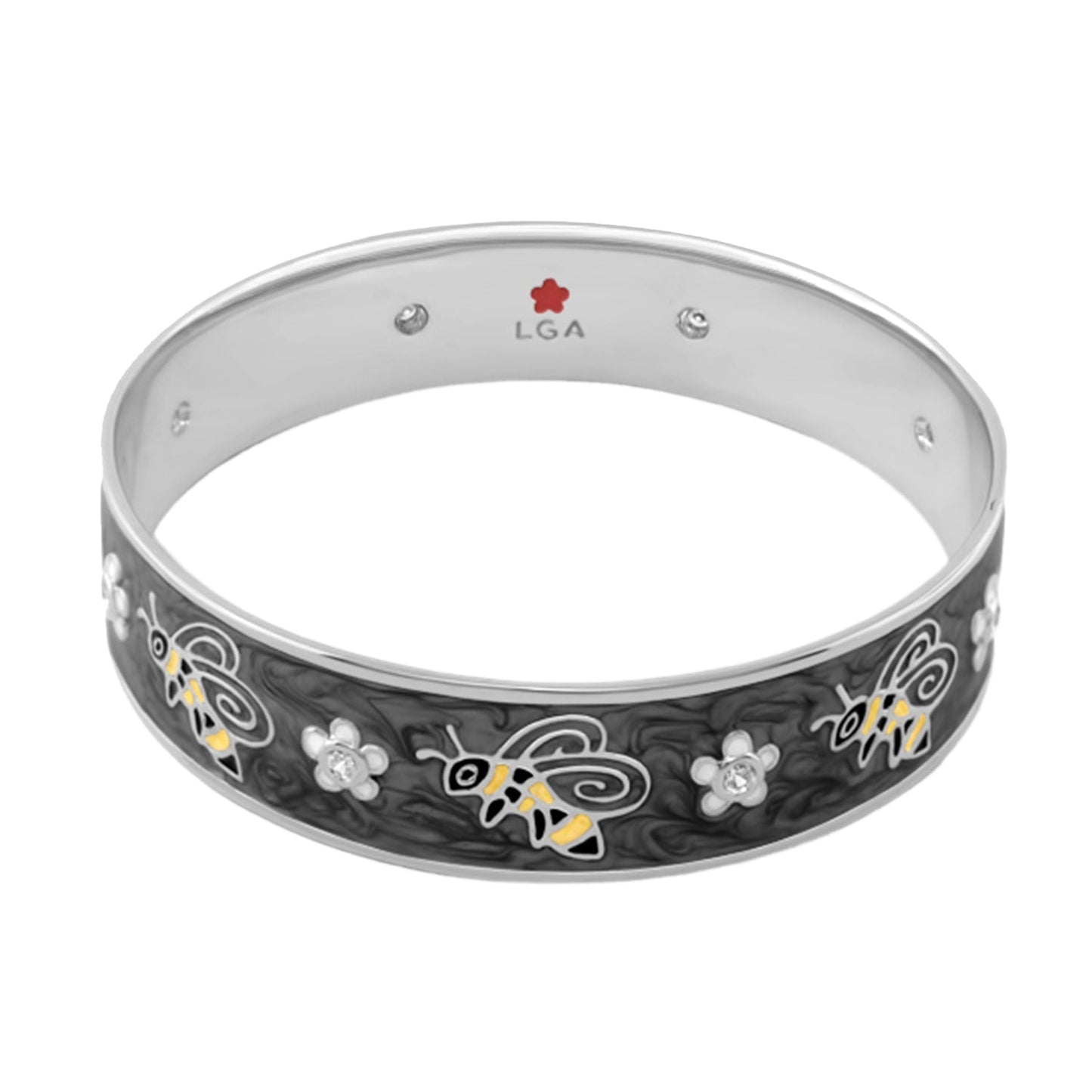 Animal Paradise Bangle Bee & Blossom bracelet by Lauren G Adams; silver with enamel butterflies on Tampa Home & Garden Store