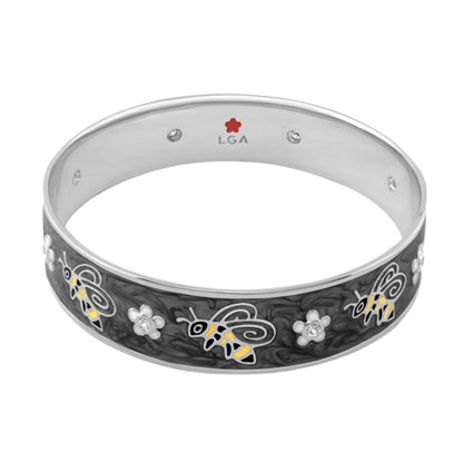 Animal Paradise Bangle Bee & Blossom bracelet by Lauren G Adams; silver with enamel butterflies on Tampa Home & Garden Store