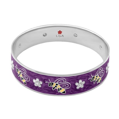 Animal Paradise Bangle Bee & Blossom bracelet in purple enamel with bees and flowers by LGA on Tampa Home & Garden Store