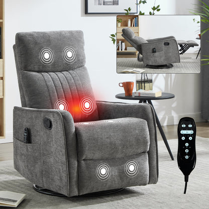 ComfortMax Dark Gray Recliner Chair by HouseOfZazla with built-in massage nodes in fabric on Tampa Home & Garden Store