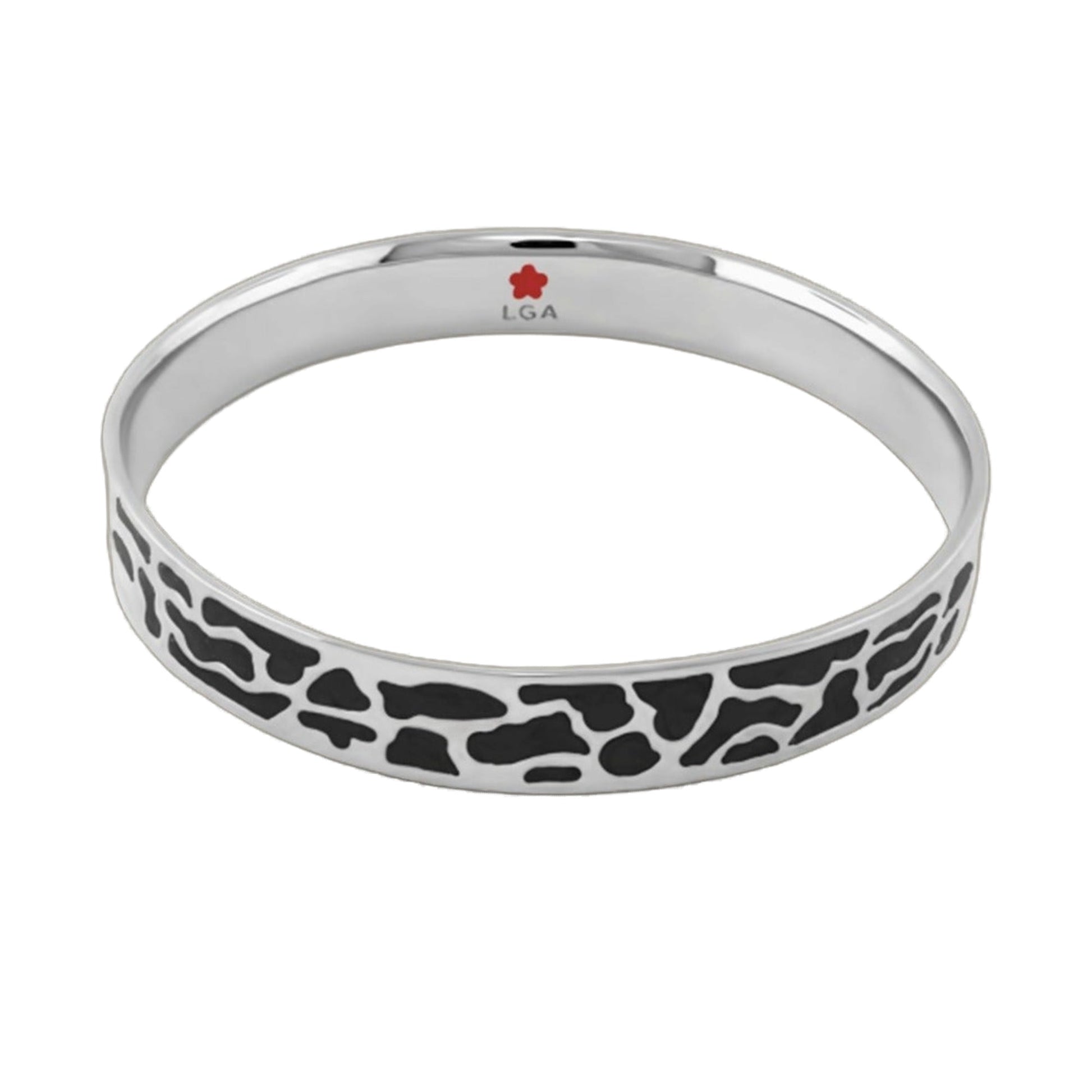 Bracelet Animal Paradise Bangle giraffe print by Lauren G Adams, silver with black spots LGA on Tampa Home & Garden Store