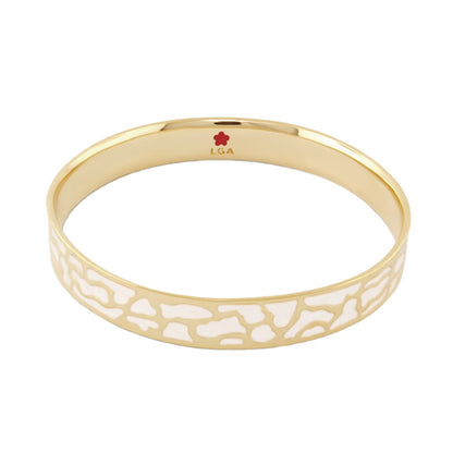 Animal Paradise Bangle — Giraffe Print gold bracelet with giraffe pattern; LGA logo inside on Tampa Home & Garden Store