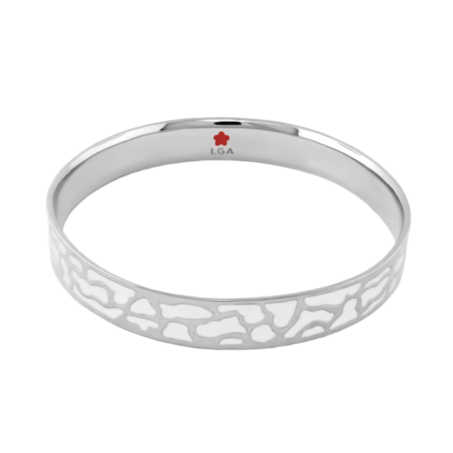 Bracelet: Animal Paradise Bangle Giraffe Print by Lauren G Adams, silver openwork band on Tampa Home & Garden Store