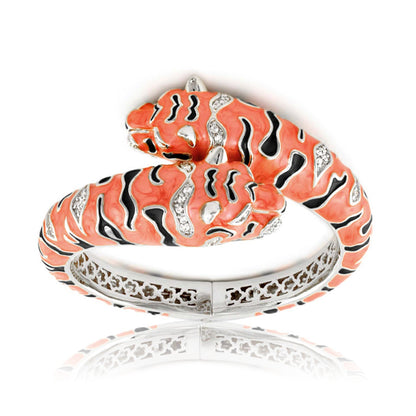 Animal Paradise Tiger Head Wrap enamel bracelet coral tiger stripes accents Lauren G Adams on Tampa Home & Garden Store
