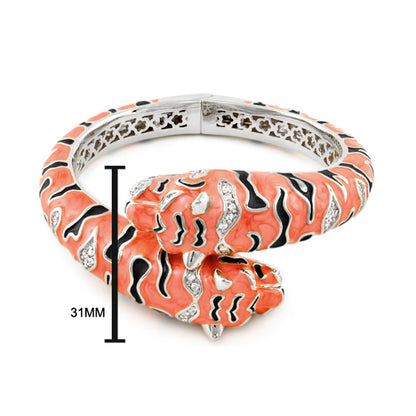 Enamel tiger-wrap bracelet by Lauren G Adams in coral orange with rhinestone accents on Tampa Home & Garden Store