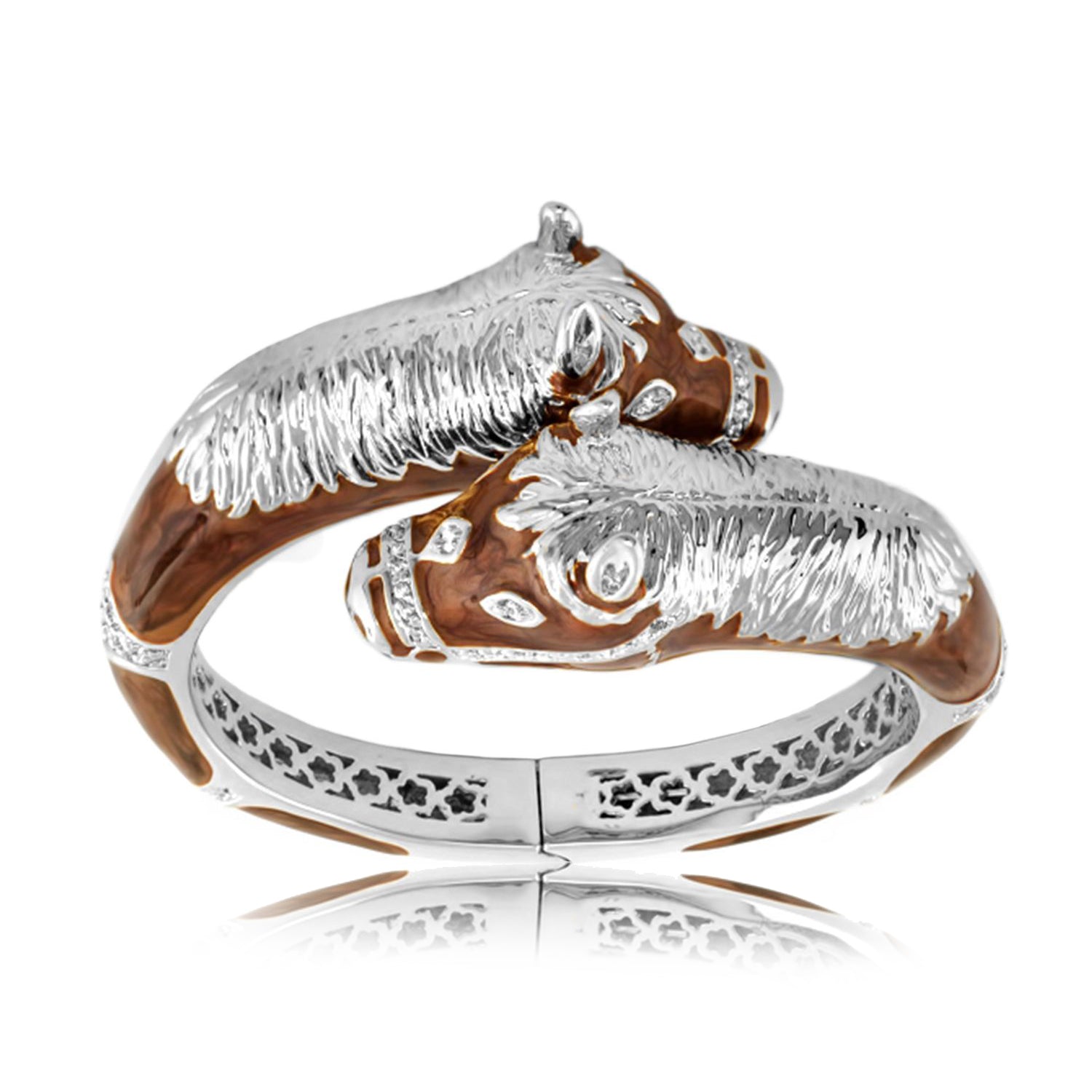 Bracelet Equestrian Horse Bangle with silver and copper-tone crossover heads Lauren G Adams on Tampa Home & Garden Store