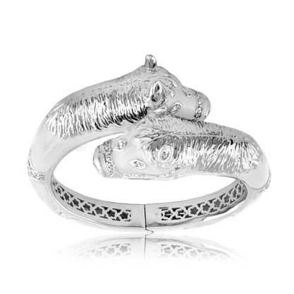 Equestrian Horse Bangle by Lauren G Adams, silver-tone bracelet with crossover horse heads on Tampa Home & Garden Store