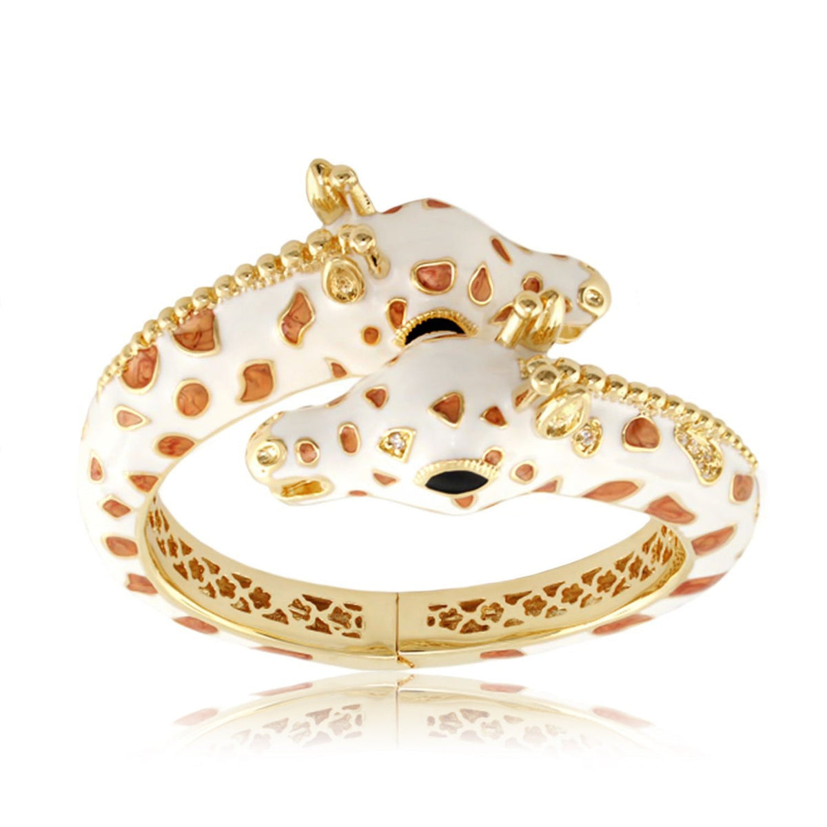 Bracelet Animal Paradise Bangle - Double Giraffe by Lauren G Adams; enamel with gold spots on Tampa Home & Garden Store