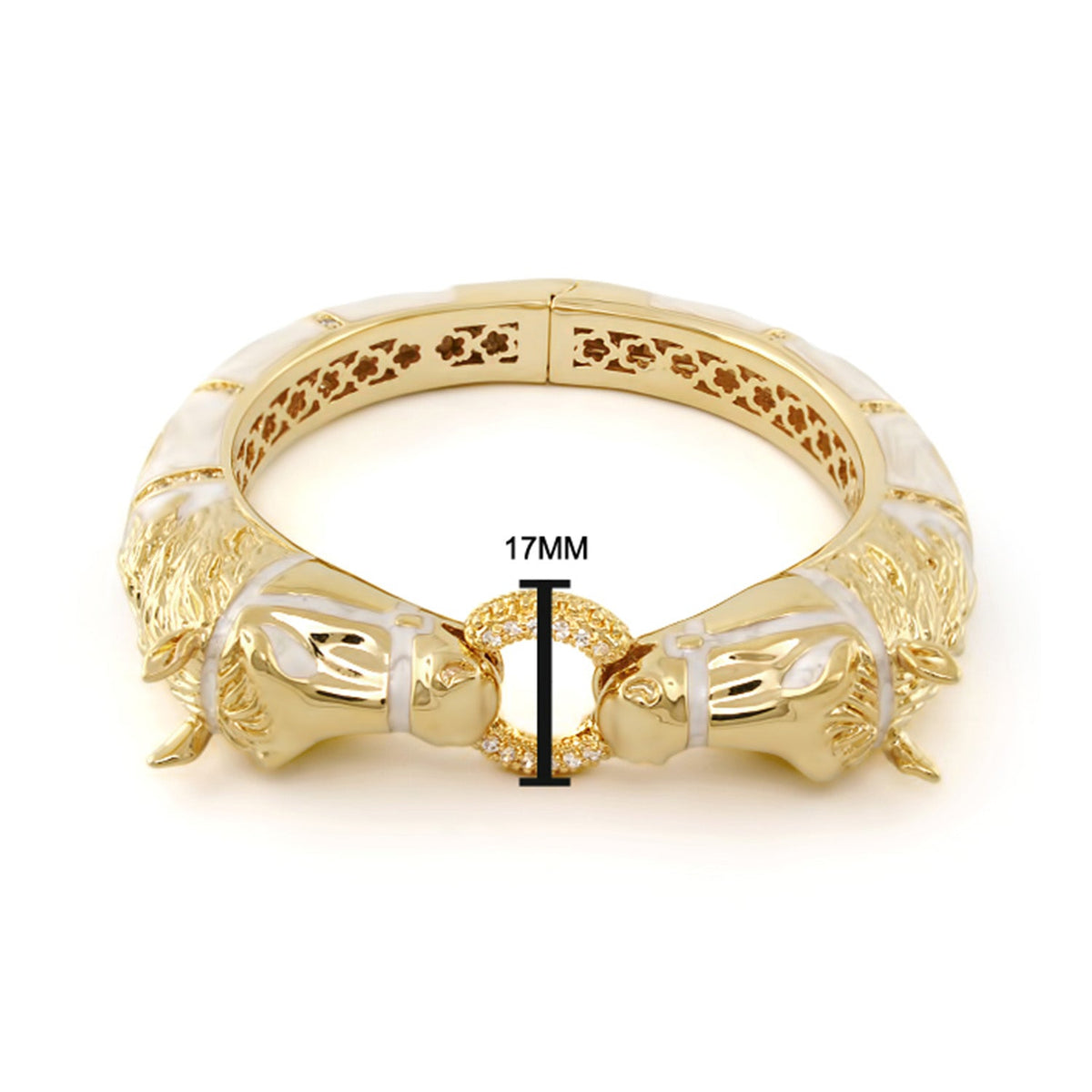 Equestrian Horse Bangle by Lauren G Adams with pavé circle and horse-head ends, gold-tone on Tampa Home & Garden Store