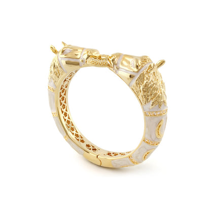 Equestrian Horse Bangle — Pavé Circle Bracelet gold-tone with white enamel Lauren G Adams on Tampa Home & Garden Store
