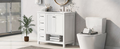 36-inch bathroom vanity with sink top and storage cabinet, white with drawers and cabinet on Tampa Home & Garden Store