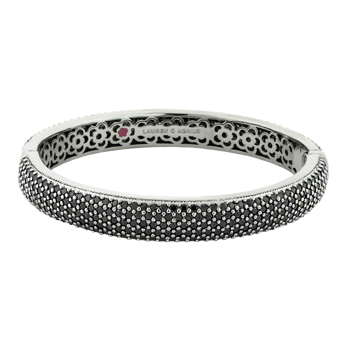 Glamour Pave Bangle by Lauren G Adams, silver-tone eternity bracelet with black pave beads on Tampa Home & Garden Store