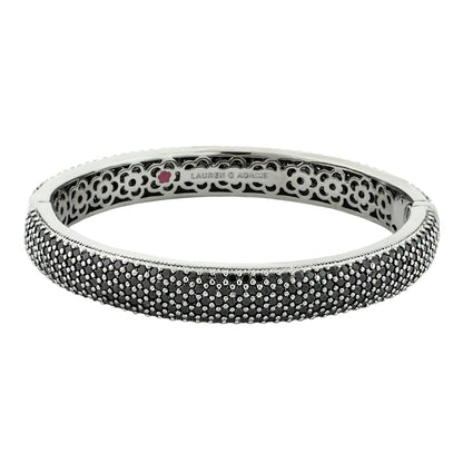 Glamour Pave Bangle by Lauren G Adams, silver-tone eternity bracelet with black pave beads on Tampa Home & Garden Store