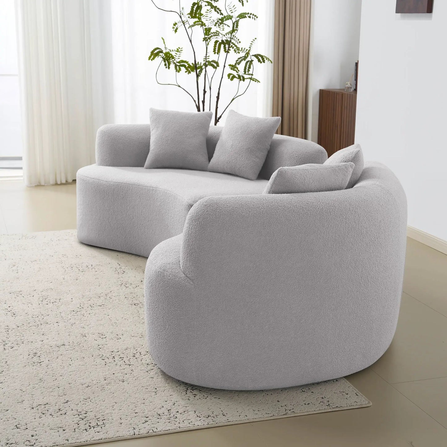 Curved 4 Seater Sponge Sofa in gray fabric with plush cushions Unique Piece Furniture on Tampa Home & Garden Store
