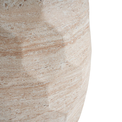 Indoor And Outdoor Beige Travertine Side Table