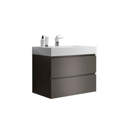 Alice bathroom vanity with sink, white top on two-tone floating vanity, chrome faucet on Tampa Home & Garden Store