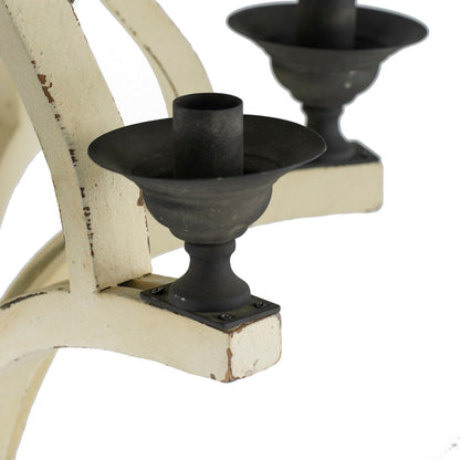 6-light wood chandelier cream finish with black metal candle cups by HouseOfZazla on Tampa Home & Garden Store